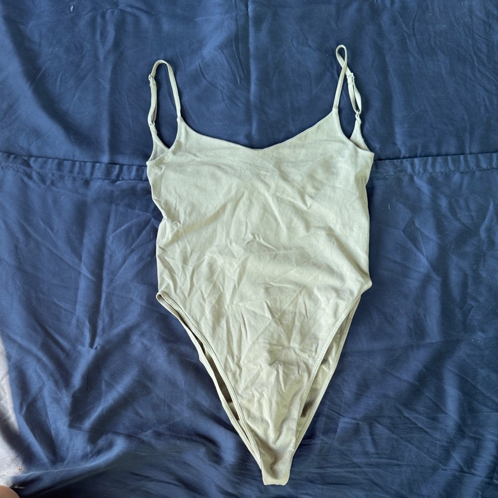 Intimately Free People Sage Green Spaghetti Strap Bodysuit
